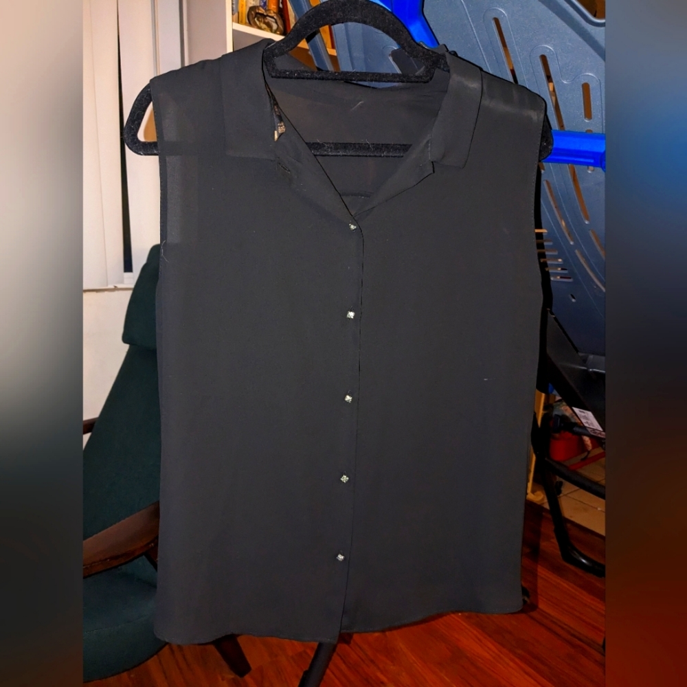 Zara black ladies collared shirt